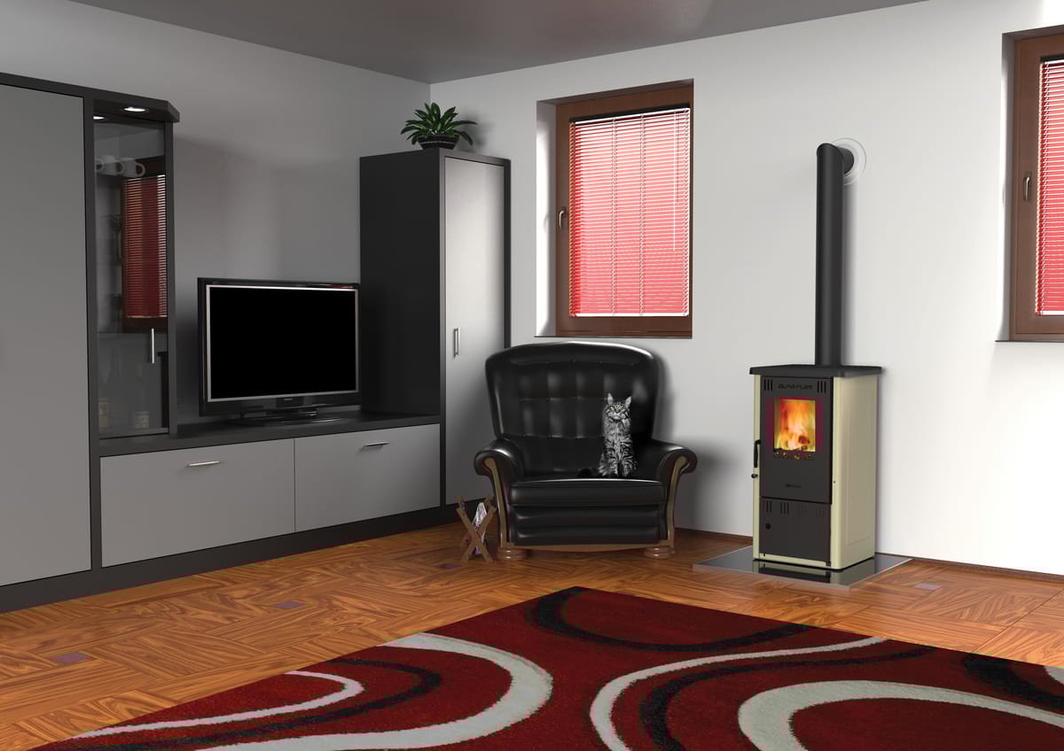 Houtkachel - energielabel A - 6,5 kW - rood