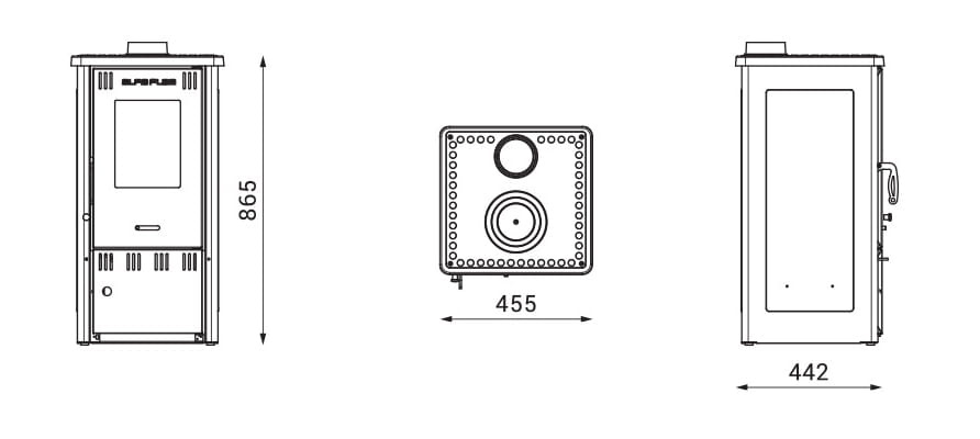 Houtkachel - energielabel A - 6,5 kW - rood
