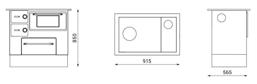 Houtfornuis - 85x91x56 cm - 5kW - bruin - energielabel A