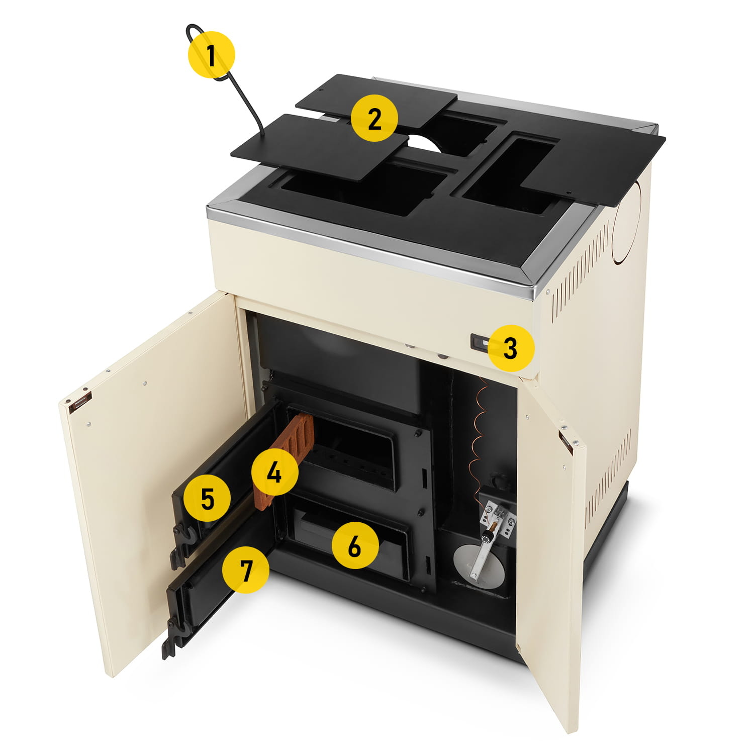 CV houtkachel - beige - energielabel: A+ - 20 kW