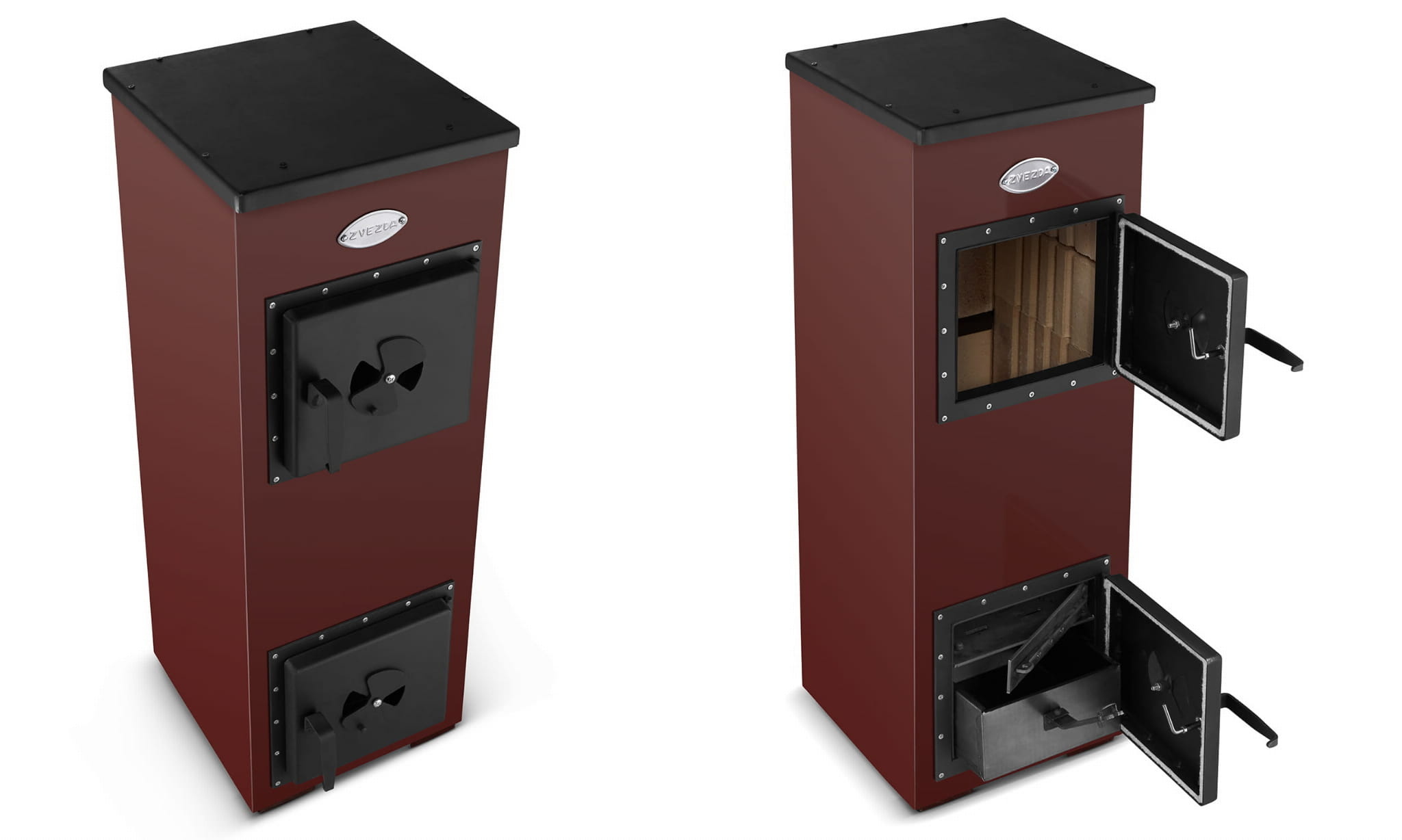 Houtkachel - 7kW - 94x32,5x33 cm - bruin