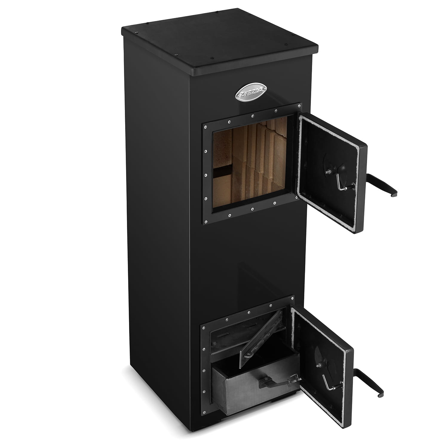 Houtkachel - 7kW - 94x32,5x33 cm - zwart