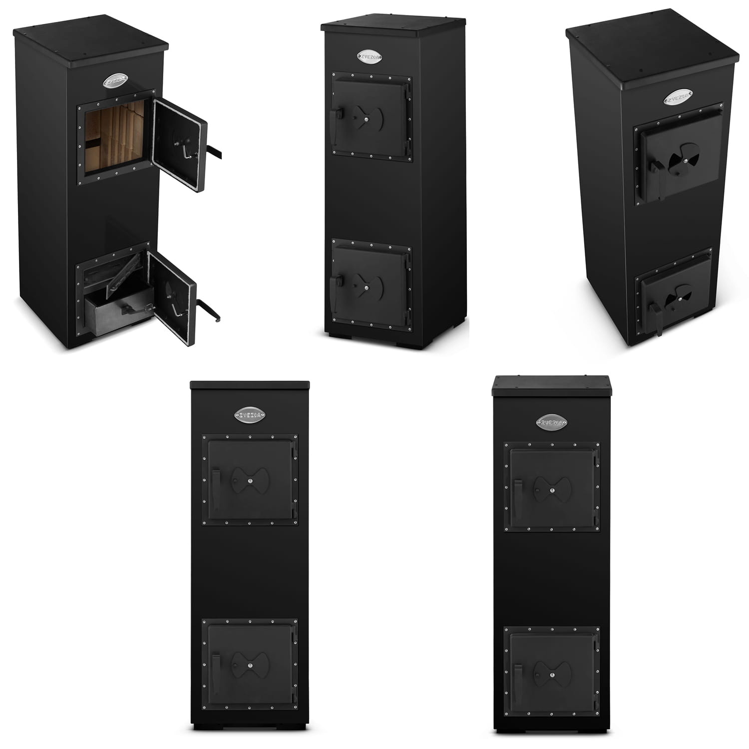 Houtkachel - 7kW - 94x32,5x33 cm - zwart