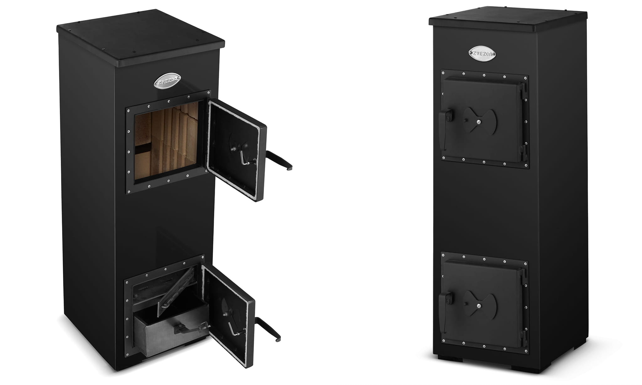 Houtkachel - 7kW - 94x32,5x33 cm - zwart