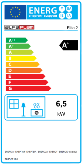 Houtkachel - energielabel A - 6,5 kW - zwart
