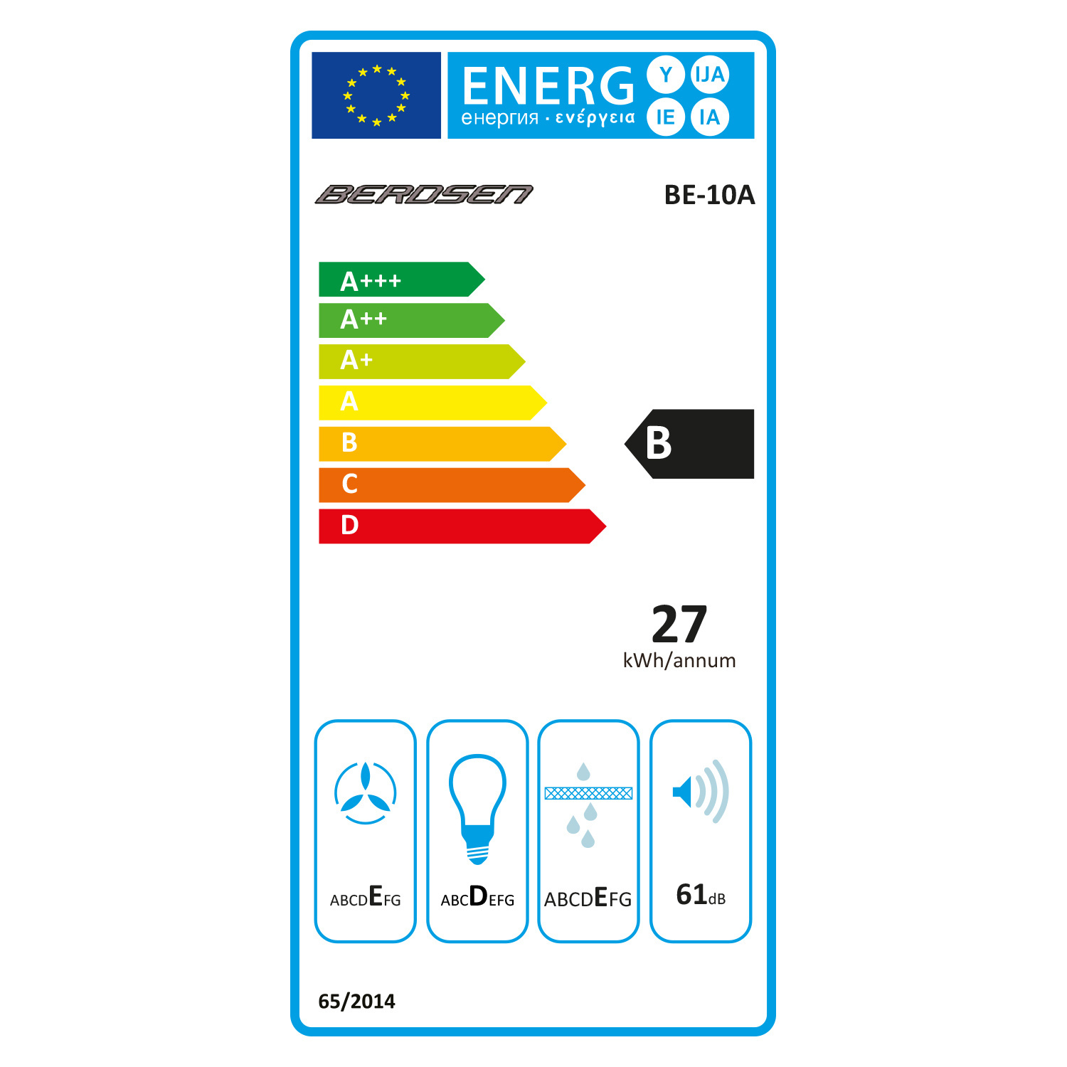 Afzuigkap - onderbouw - 50 cm - Berdsen BE-10-A - zwart