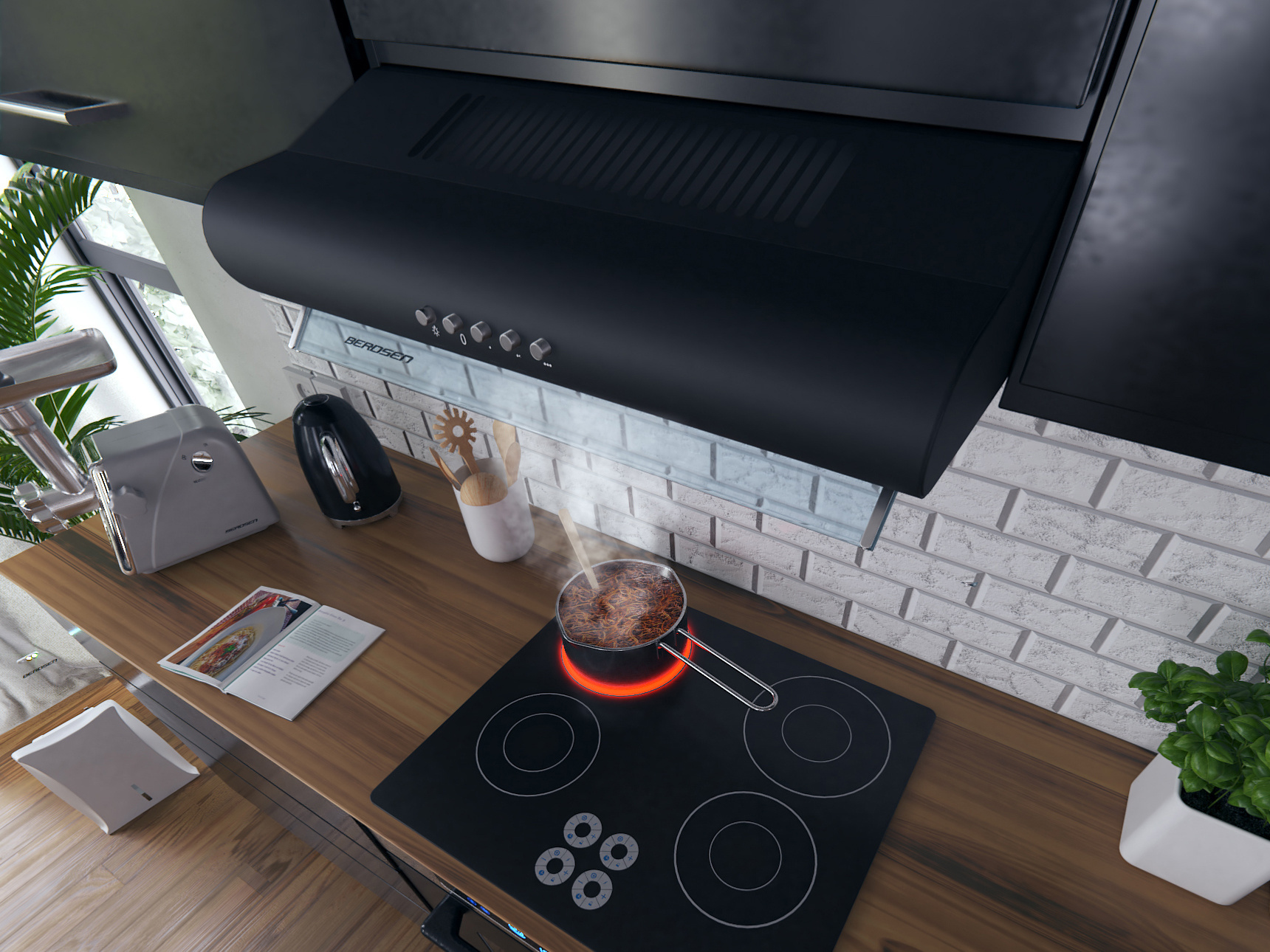 Afzuigkap - onderbouw - 50 cm - Berdsen BE-10-A - zwart