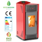 Pelletkachel - 8kW - rood - energielabel A++ - smart