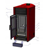 Pelletkachel - 8kW - rood - energielabel A++ - smart