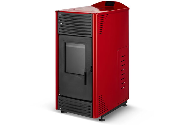 Pelletkachel - 15kW - rood - energielabel A++ - smart