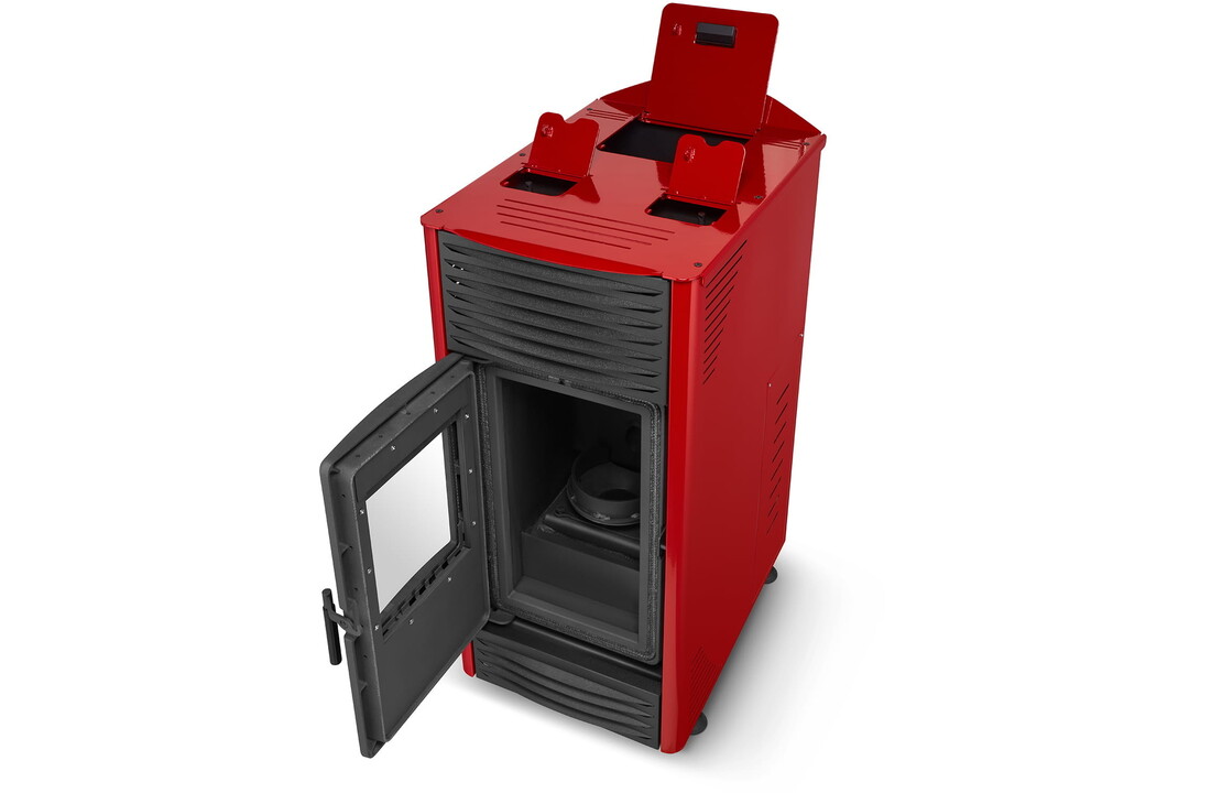 Pelletkachel - 15kW - rood - energielabel A++ - smart