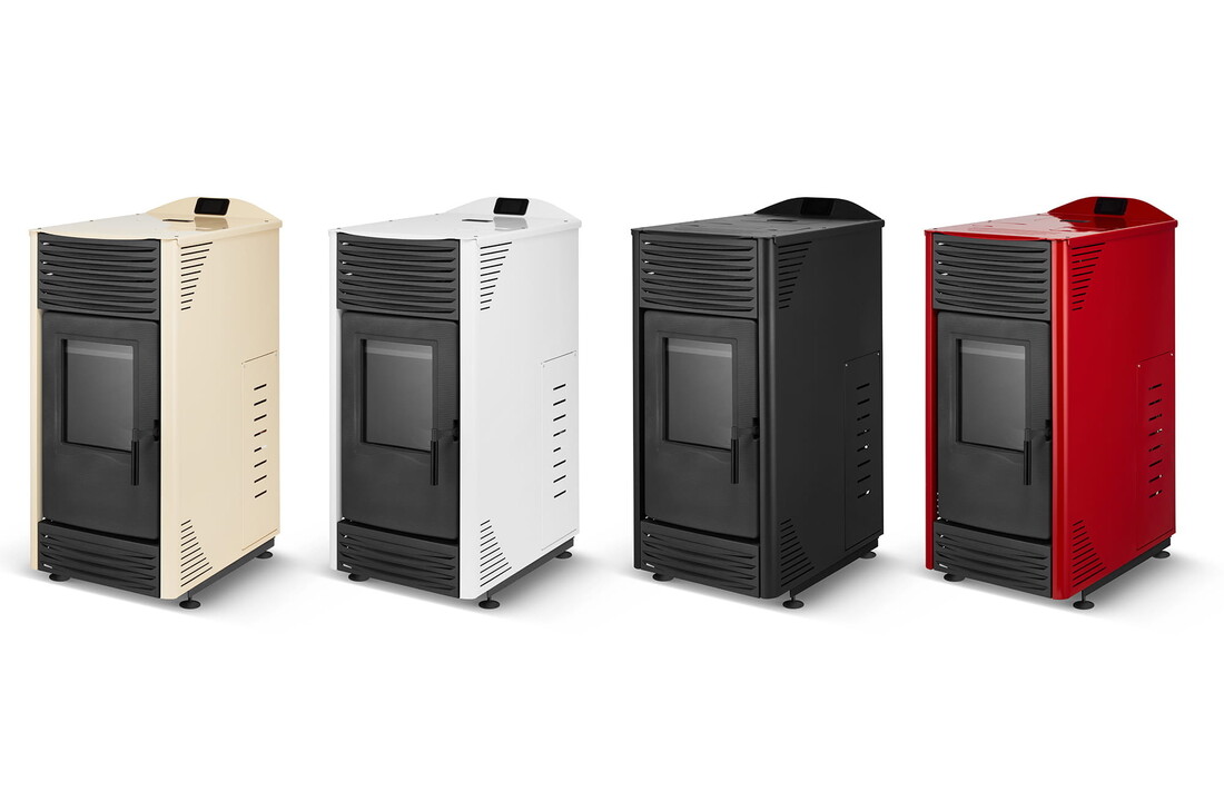 Pelletkachel - 15kW - rood - energielabel A++ - smart