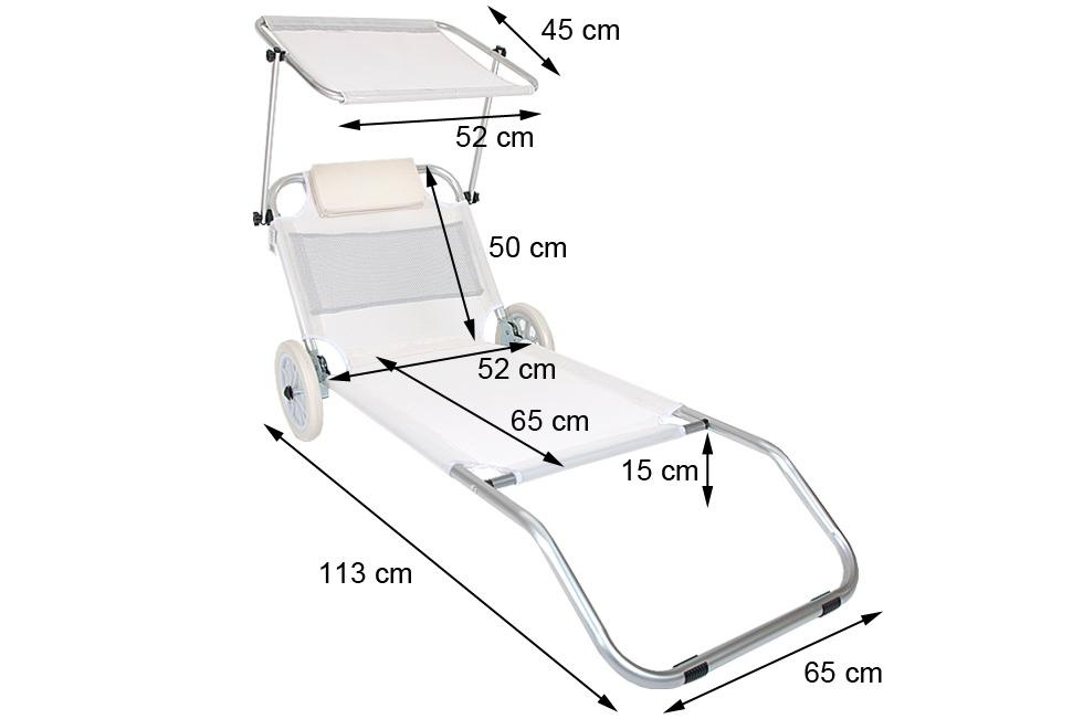 Ligbed - zonnebed - met luifel en wielen - inklapbaar - turkoois