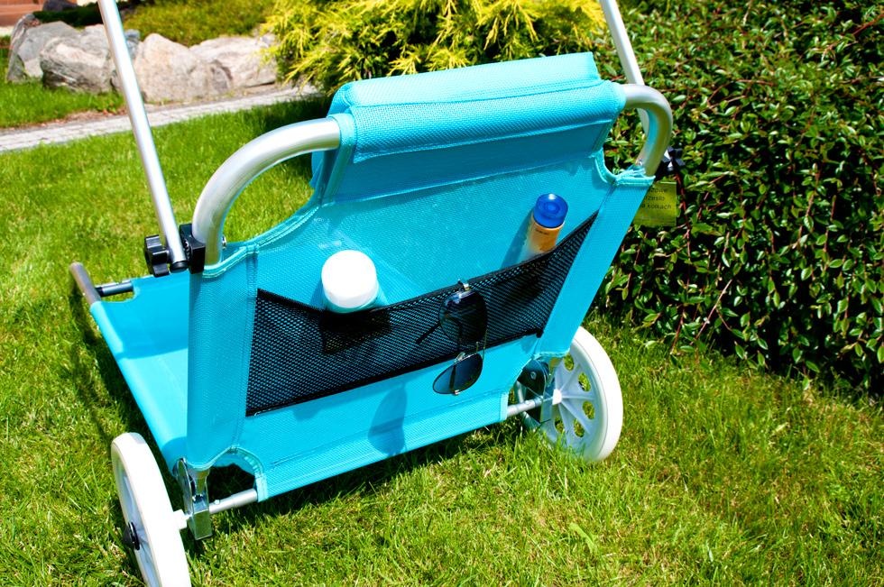 Ligbed - zonnebed - met luifel en wielen - inklapbaar - turkoois