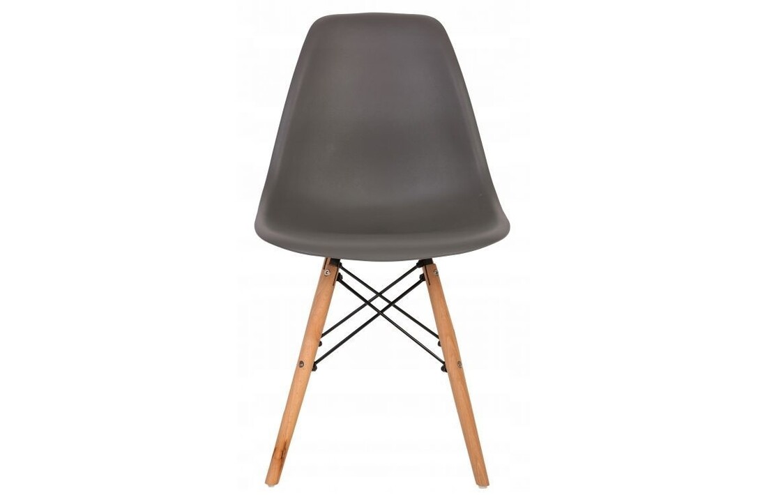 Set van 4 eetkamer stoelen - hout & kunststof zitting - donkergrijs