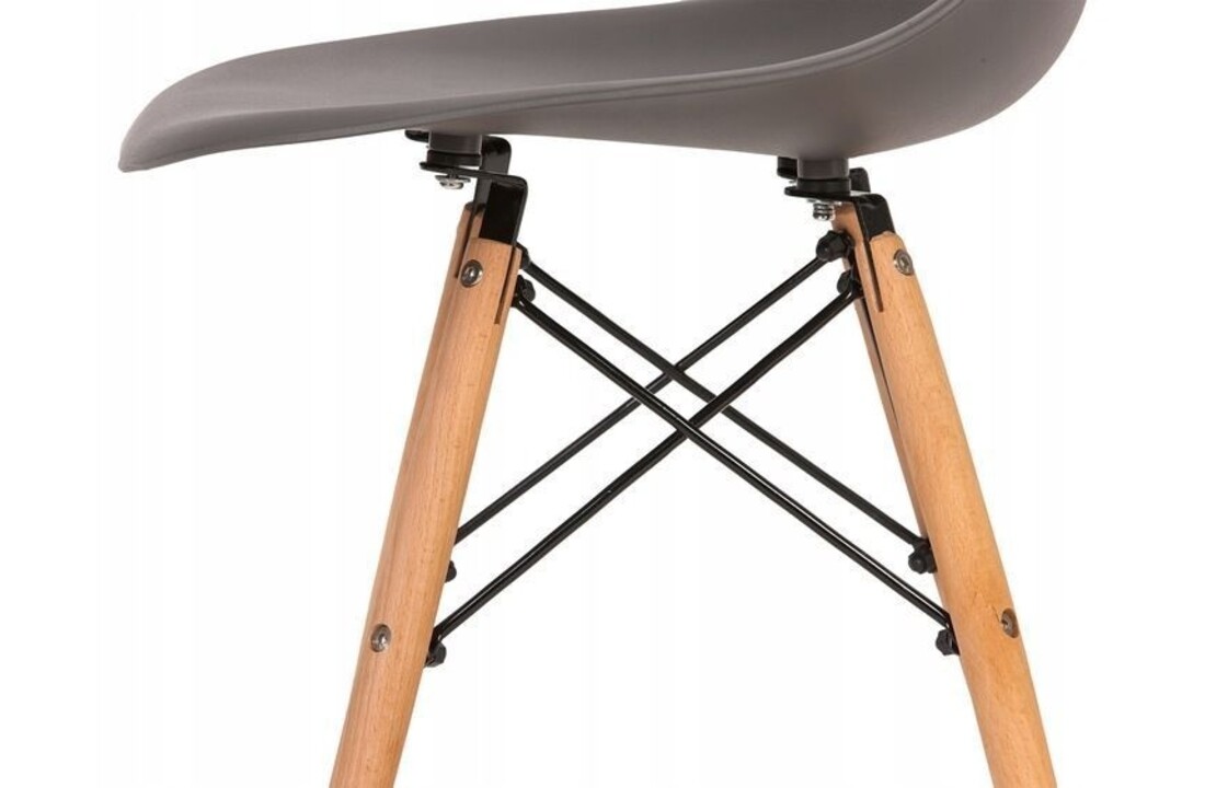 Set van 4 eetkamer stoelen - hout & kunststof zitting - donkergrijs