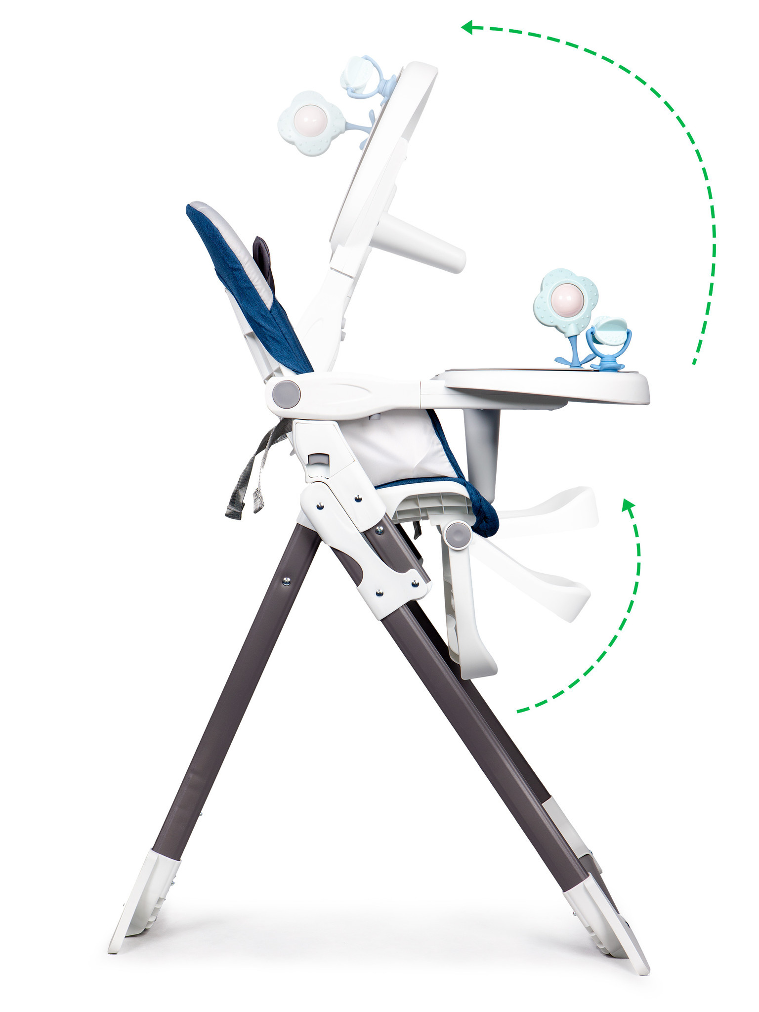 Kinderstoel - eetstoel baby - inklapbaar - 48x68x94 cm - blauw