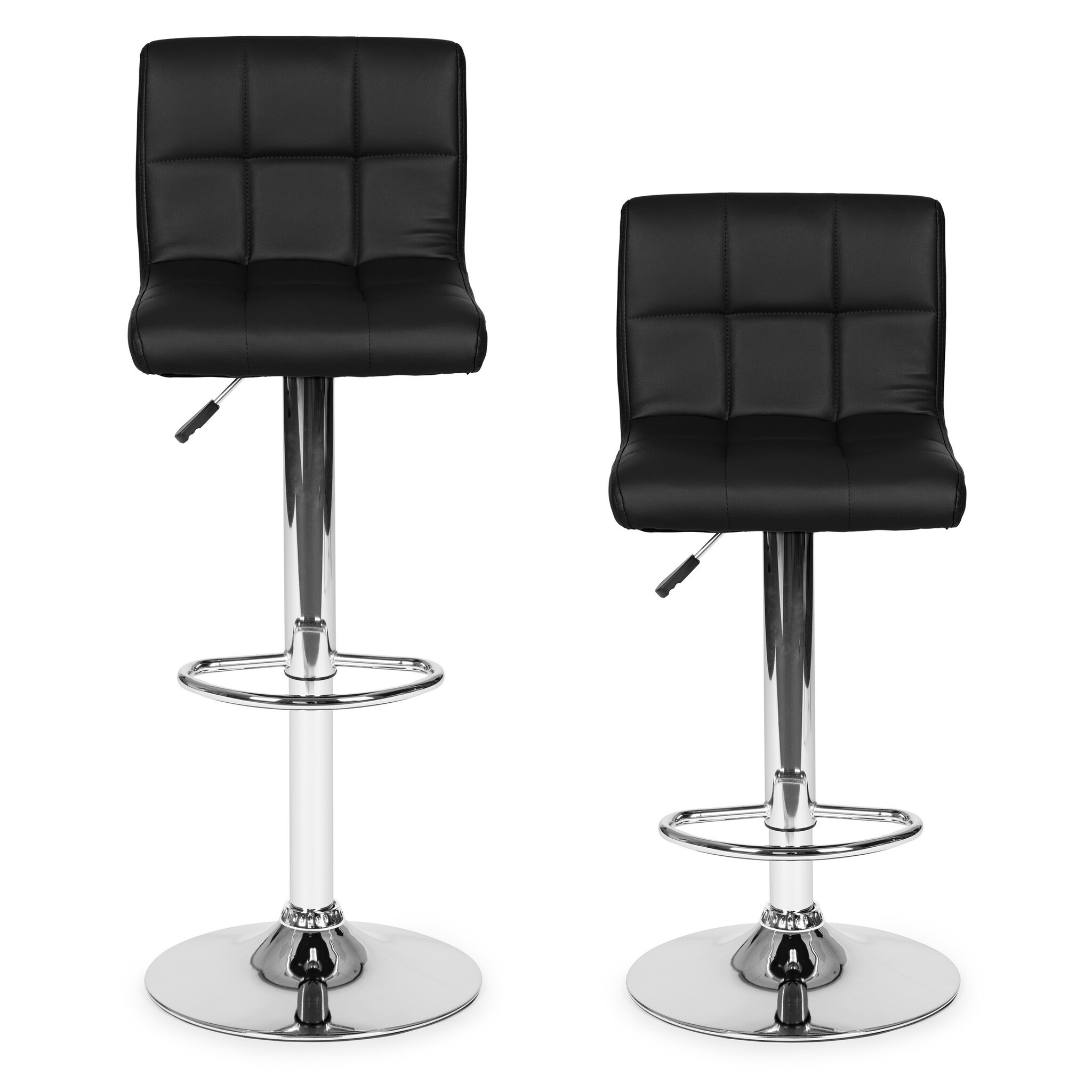 Barkruk met rugleuning - 37x32 cm - eco-leer - zwart