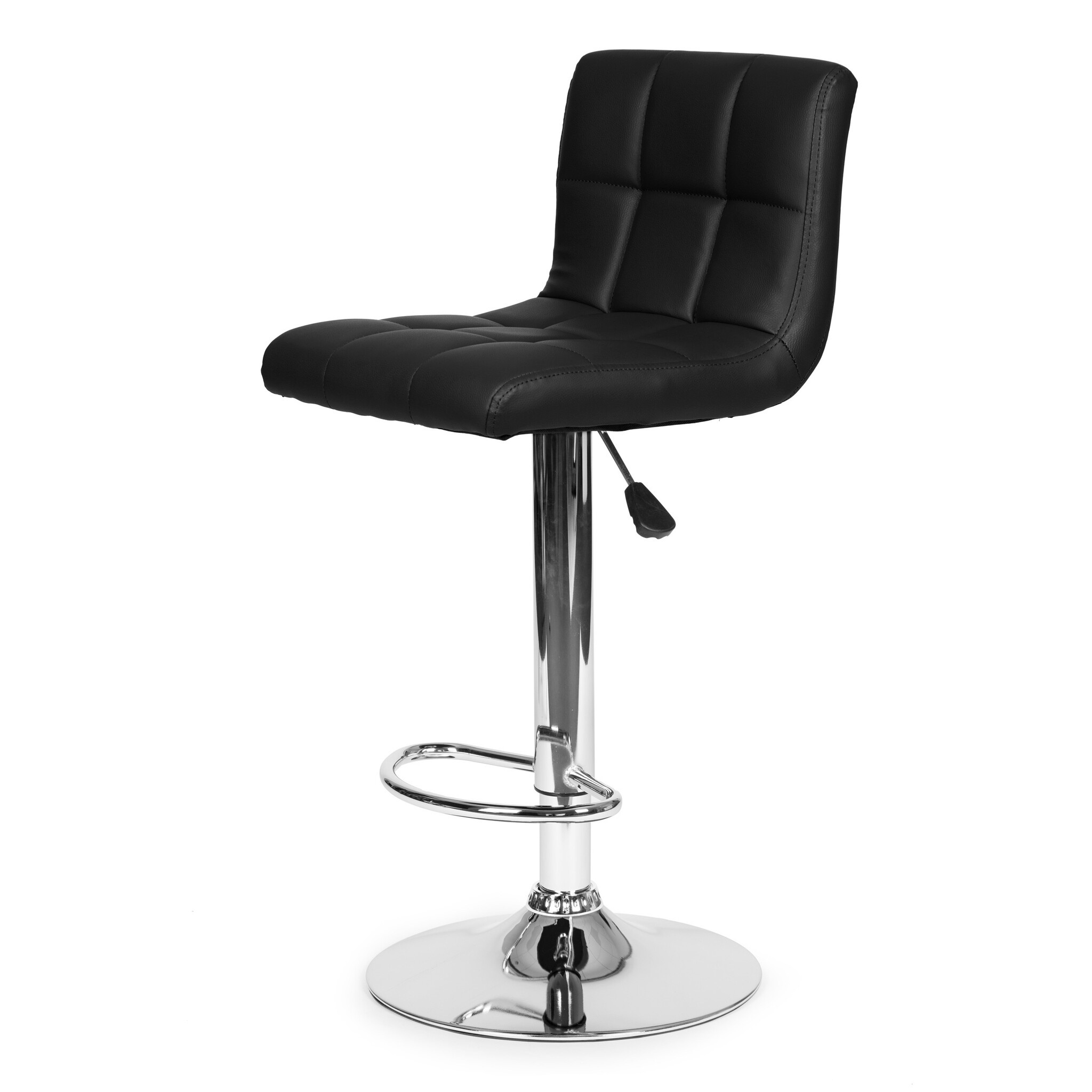 Barkruk met rugleuning - 37x32 cm - eco-leer - zwart