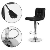 Barkruk met rugleuning - 37x32 cm - eco-leer - zwart