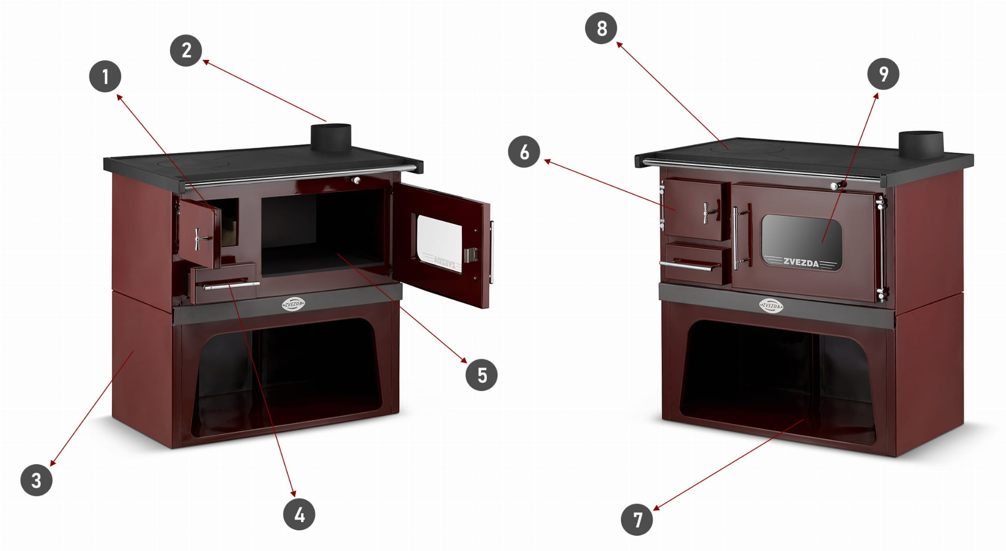 Houtfornuis - met kookplaat - 8 kW - A++