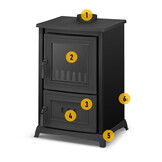 Houtkachel - met kookplaat - 6,5 kW tot 8,5 kW -  energielabel A