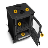 Houtkachel - met kookplaat - 6,5 kW tot 8,5 kW -  energielabel A