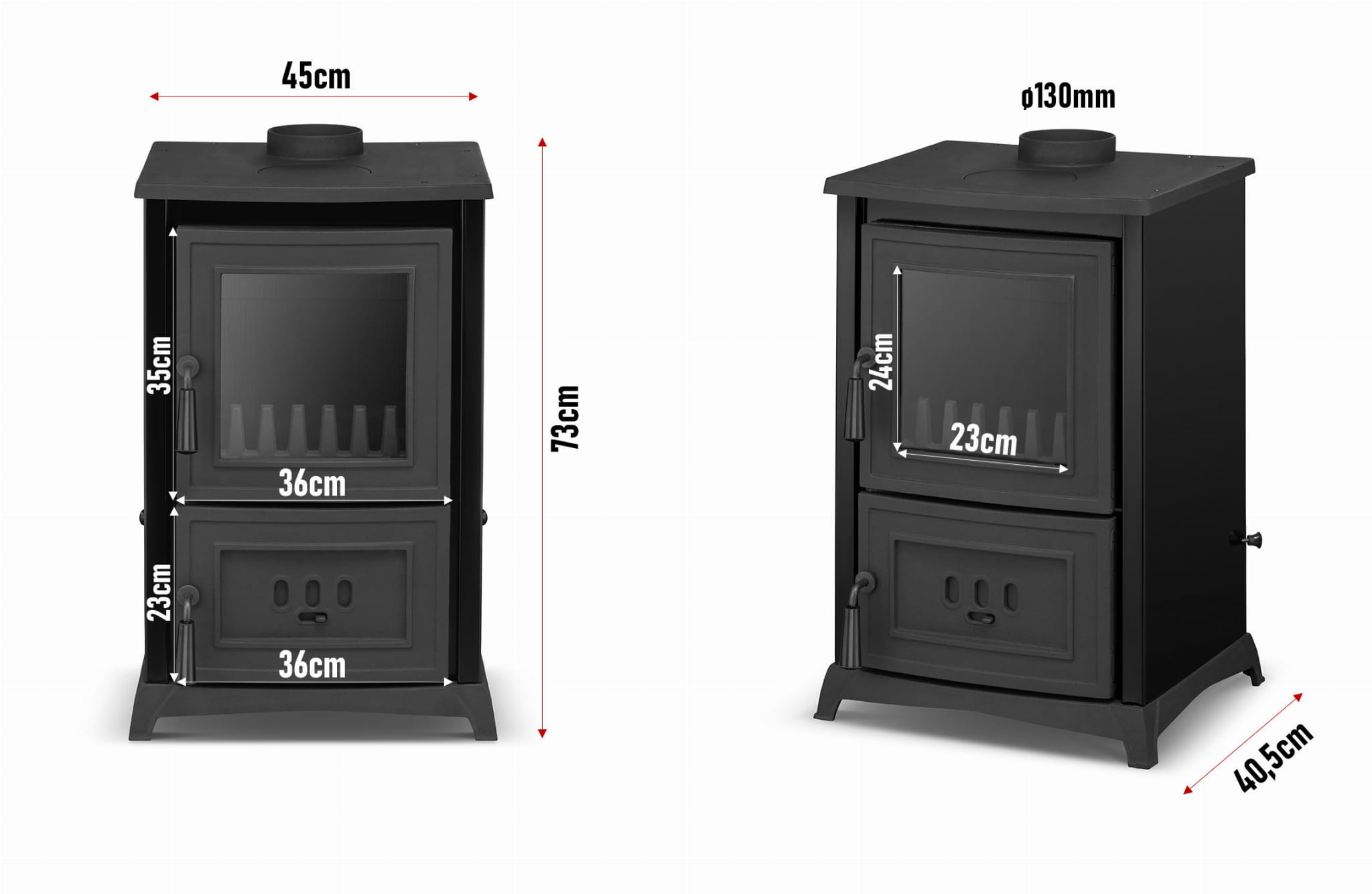 Houtkachel - met kookplaat - 6,5 kW tot 8,5 kW -  energielabel A
