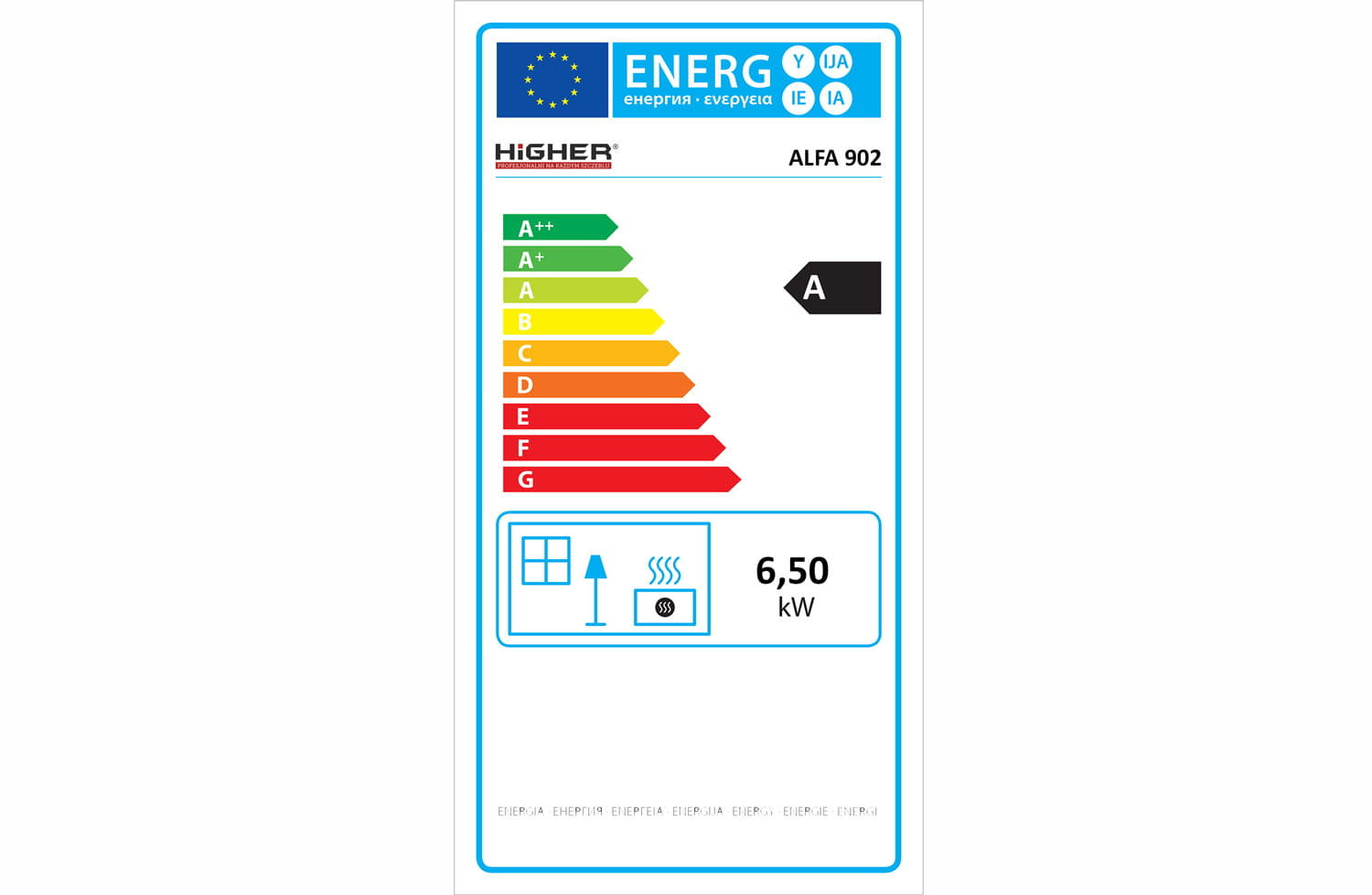 Houtkachel - met kookplaat - 6,5 kW tot 8,5 kW -  energielabel A