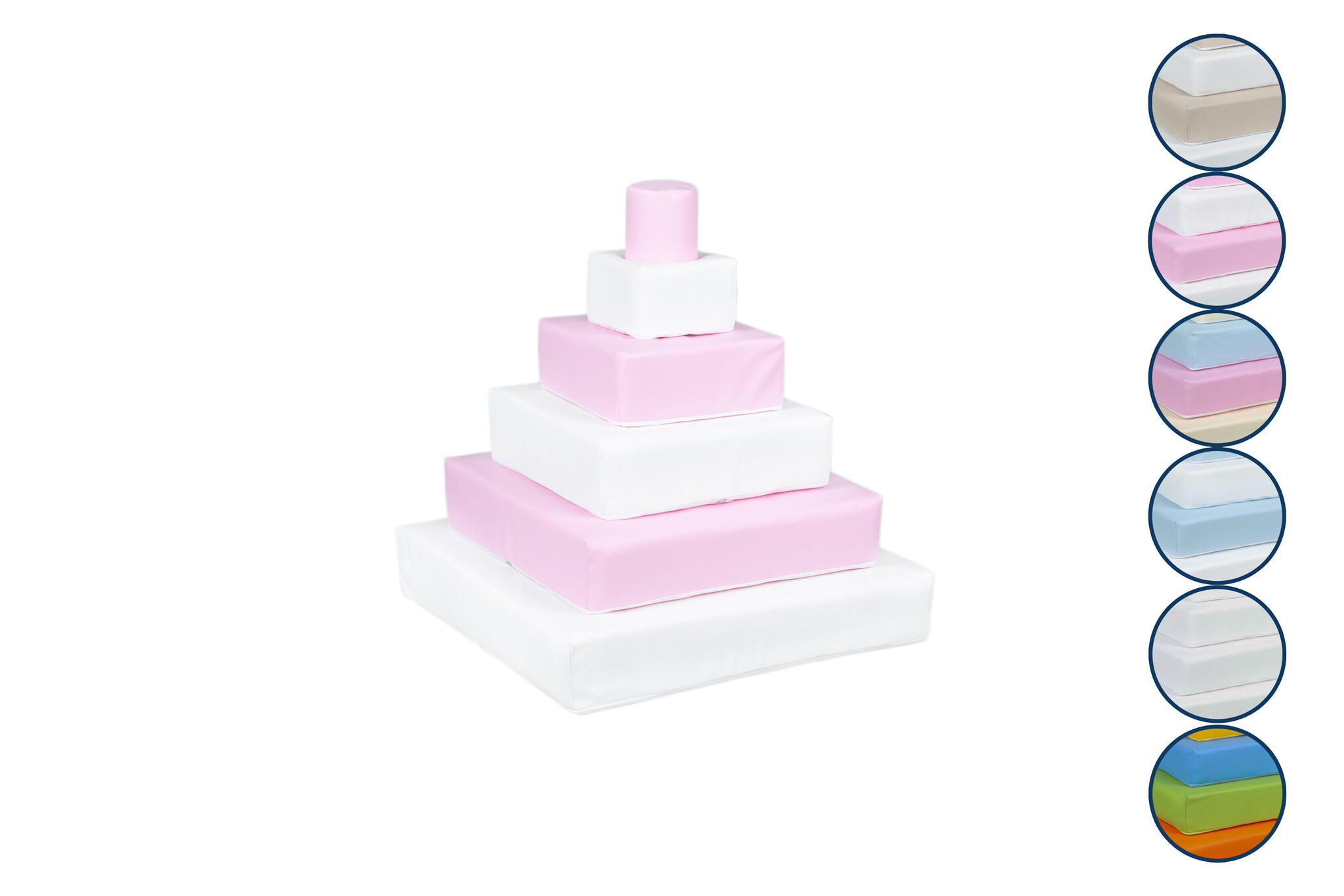 Foam blokken - stapel toren - 55x55x60cm - wit roze