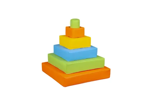 Foam blokken - stapel toren - 55x60cm - groen geel blauw oranje