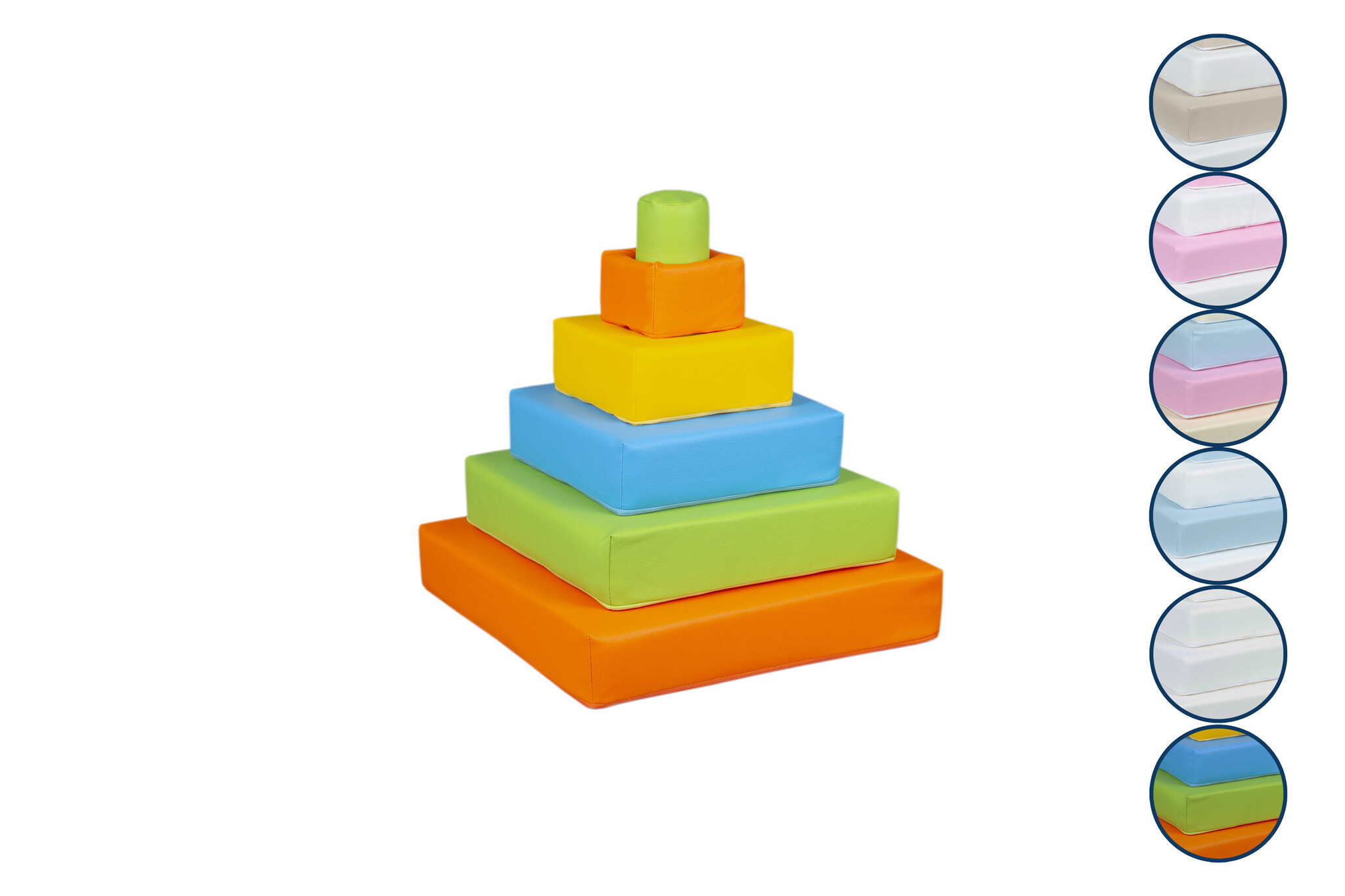 Foam blokken - stapel toren - 55x60cm - groen geel blauw oranje