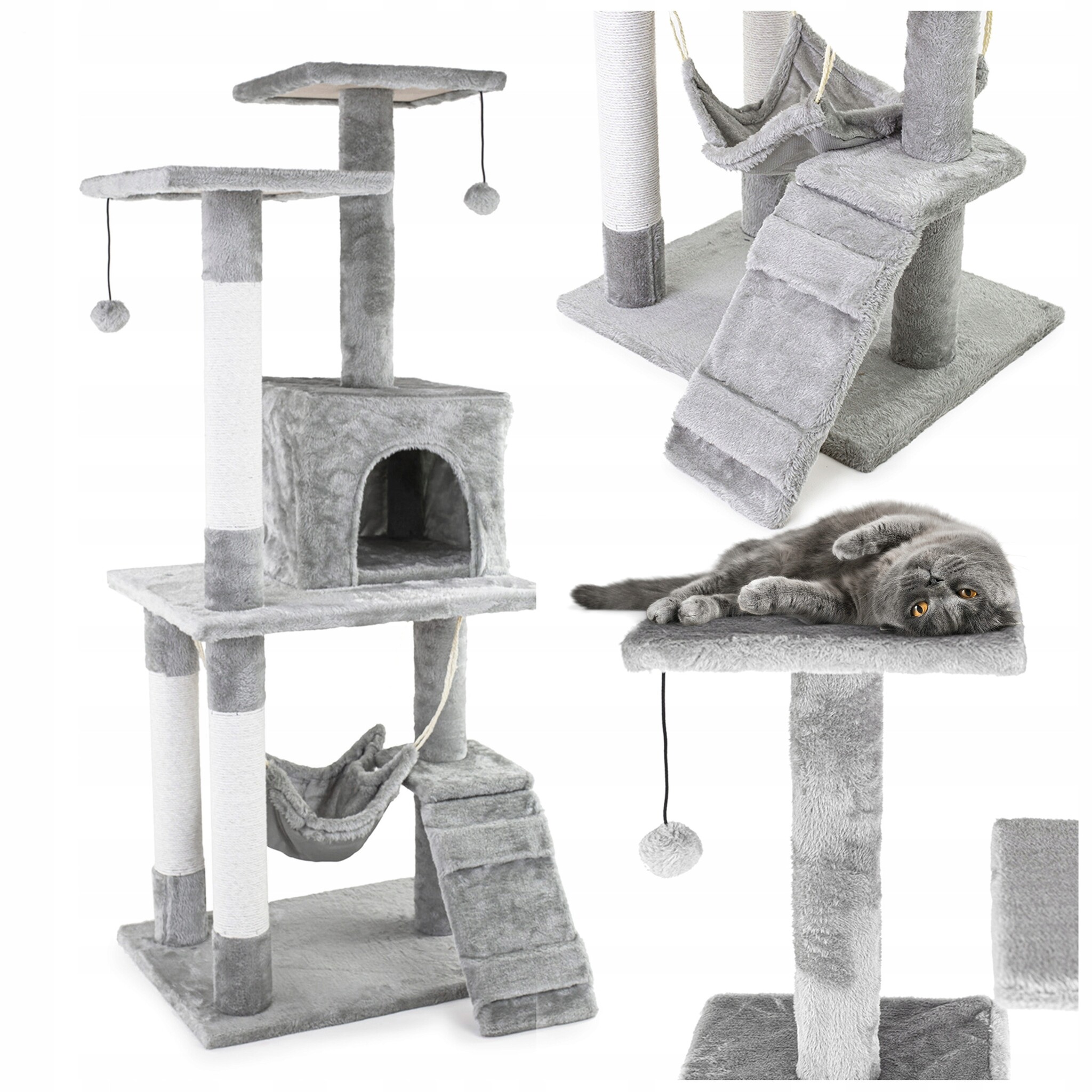 Krabpaal - kattenkrabpaal - kattenpaal - 49x39x119cm - grijs