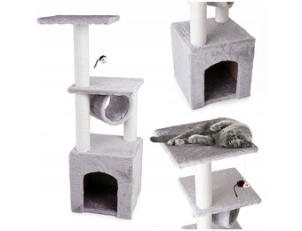 Krabpaal - kattenkrabpaal - kattenpaal - 30x30x95cm - grijs