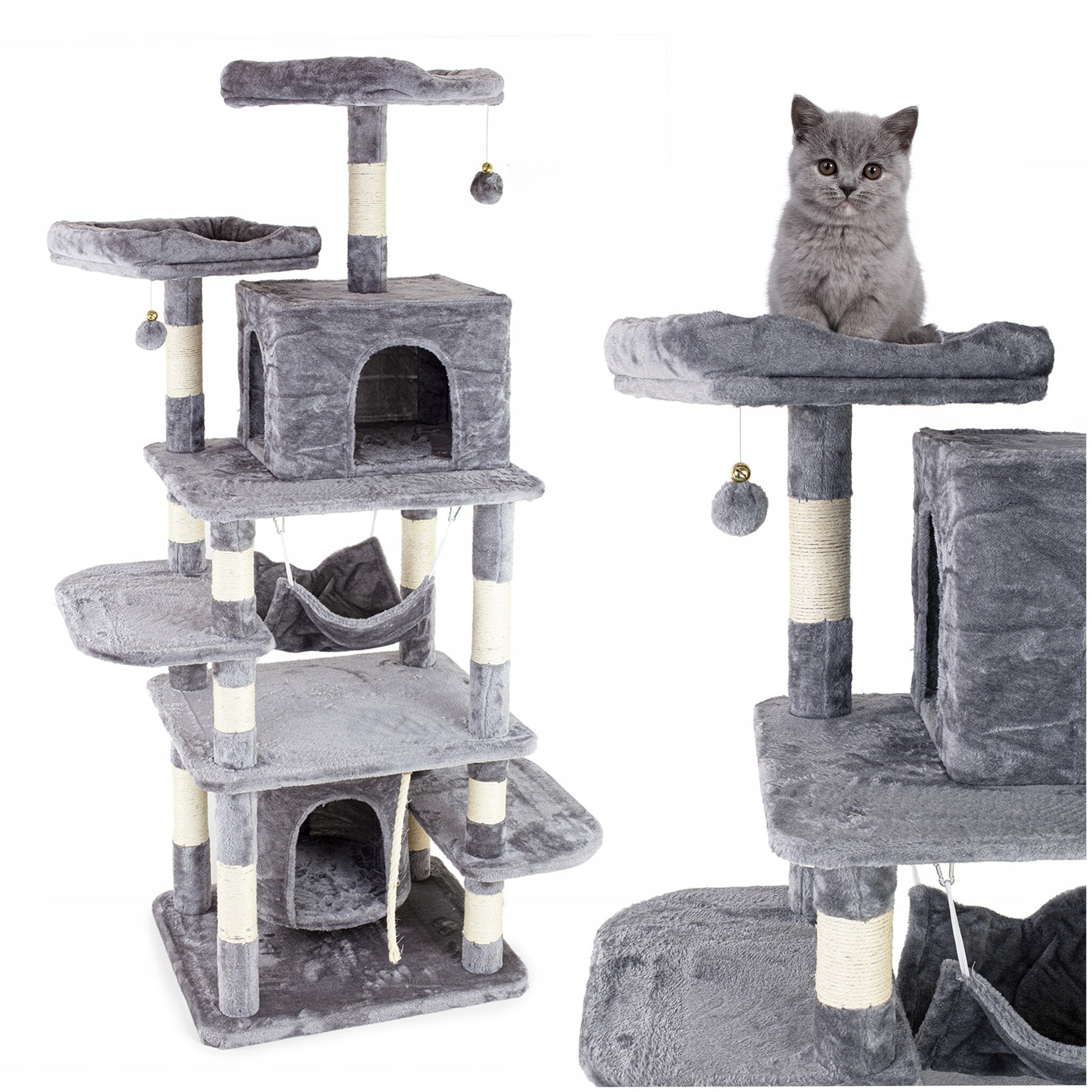 Krabpaal - kattenkrabpaal - kattenpaal - 97x50x170cm - grijs