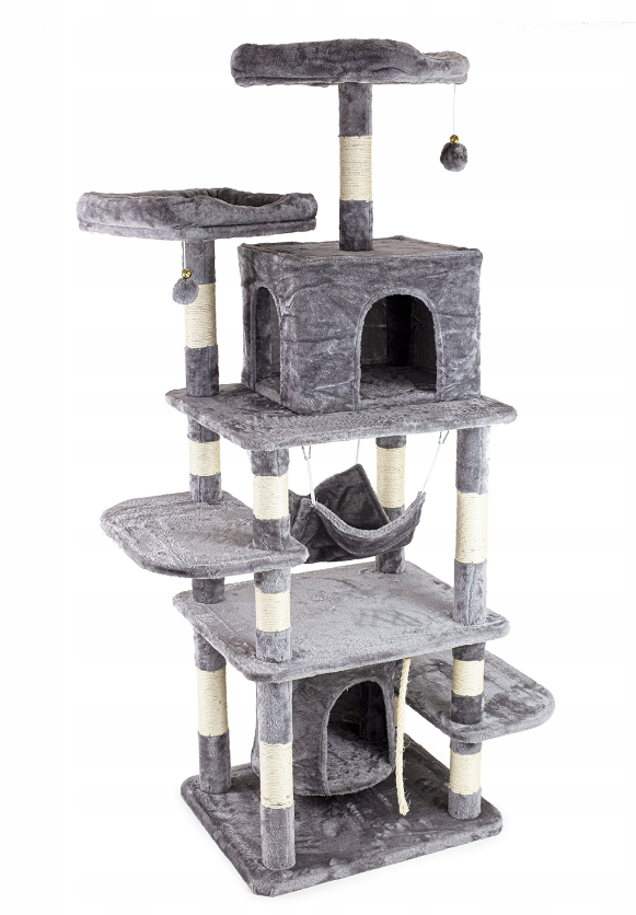 Krabpaal - kattenkrabpaal - kattenpaal - 97x50x170cm - grijs