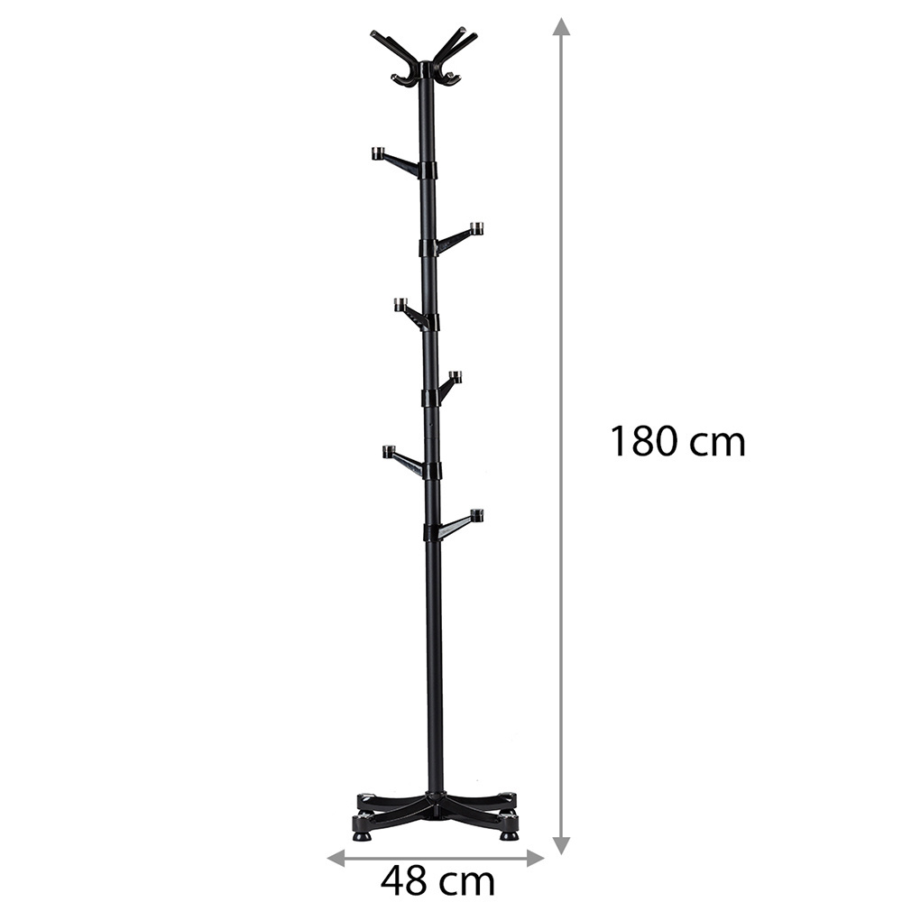 Kapstok - zwart - staand - 48x180 cm - staal