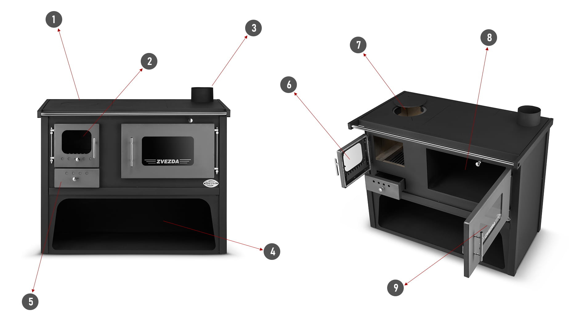 Houtkachel - met oven - met kookplaat - 16 kW tot 20 kW