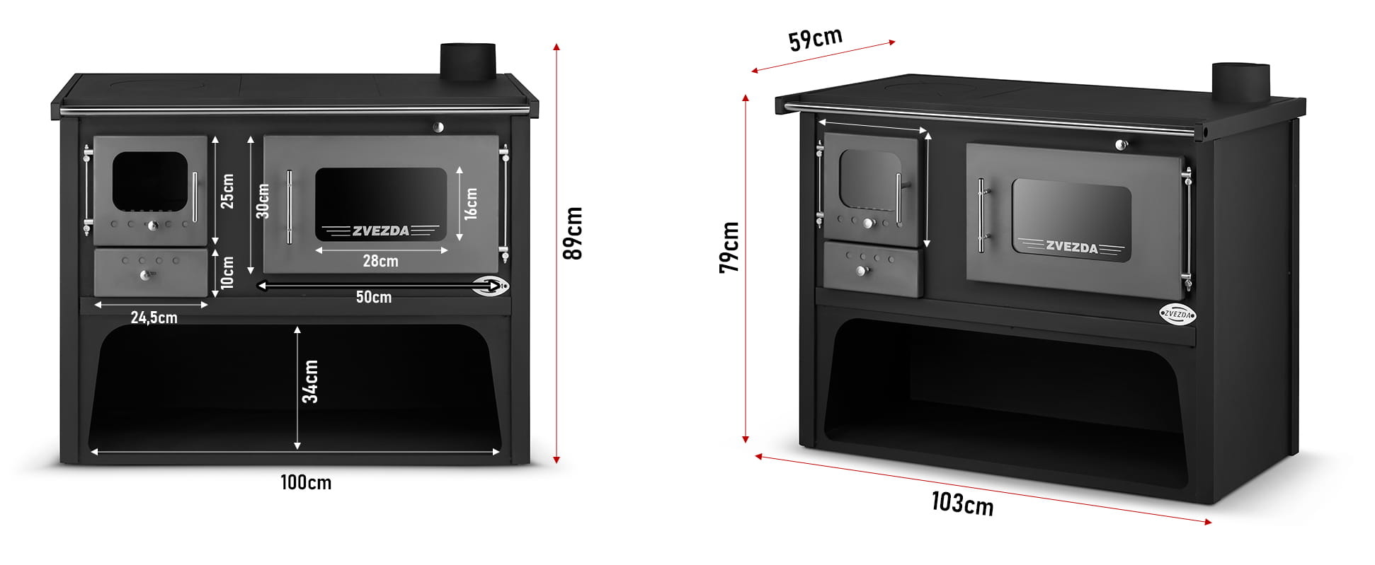 Houtkachel - met oven - met kookplaat - 16 kW tot 20 kW