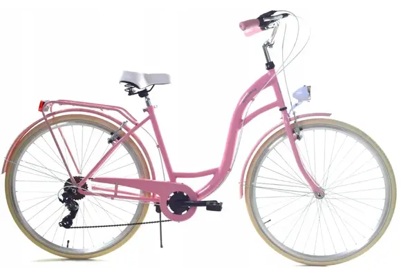 Meisjesfiets - 26 inch - met 7 versnellingen - roze crème
