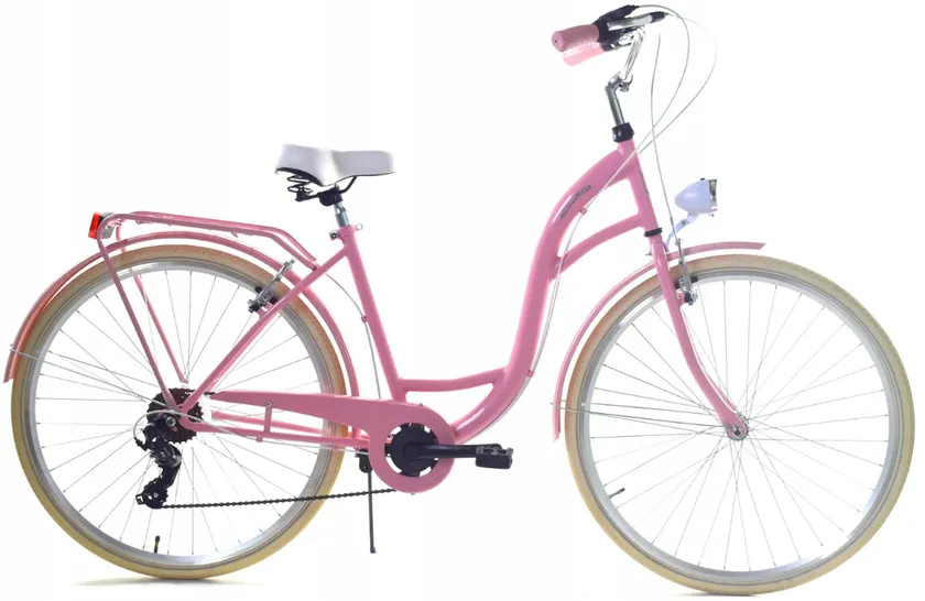 Meisjesfiets - 26 inch - met 7 versnellingen - roze crème