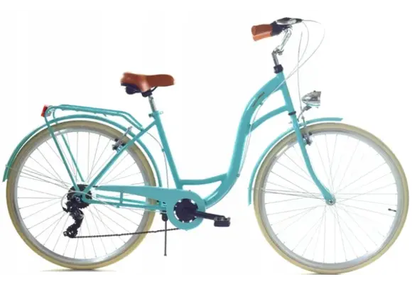 Meisjesfiets - 26 inch - met 7 versnellingen - turquoise crème