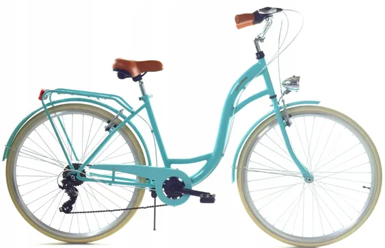 Meisjesfiets - 26 inch - met 7 versnellingen - turquoise crème