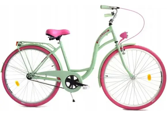 Meisjesfiets - 26 inch - stadsfiets - mintgroen roze