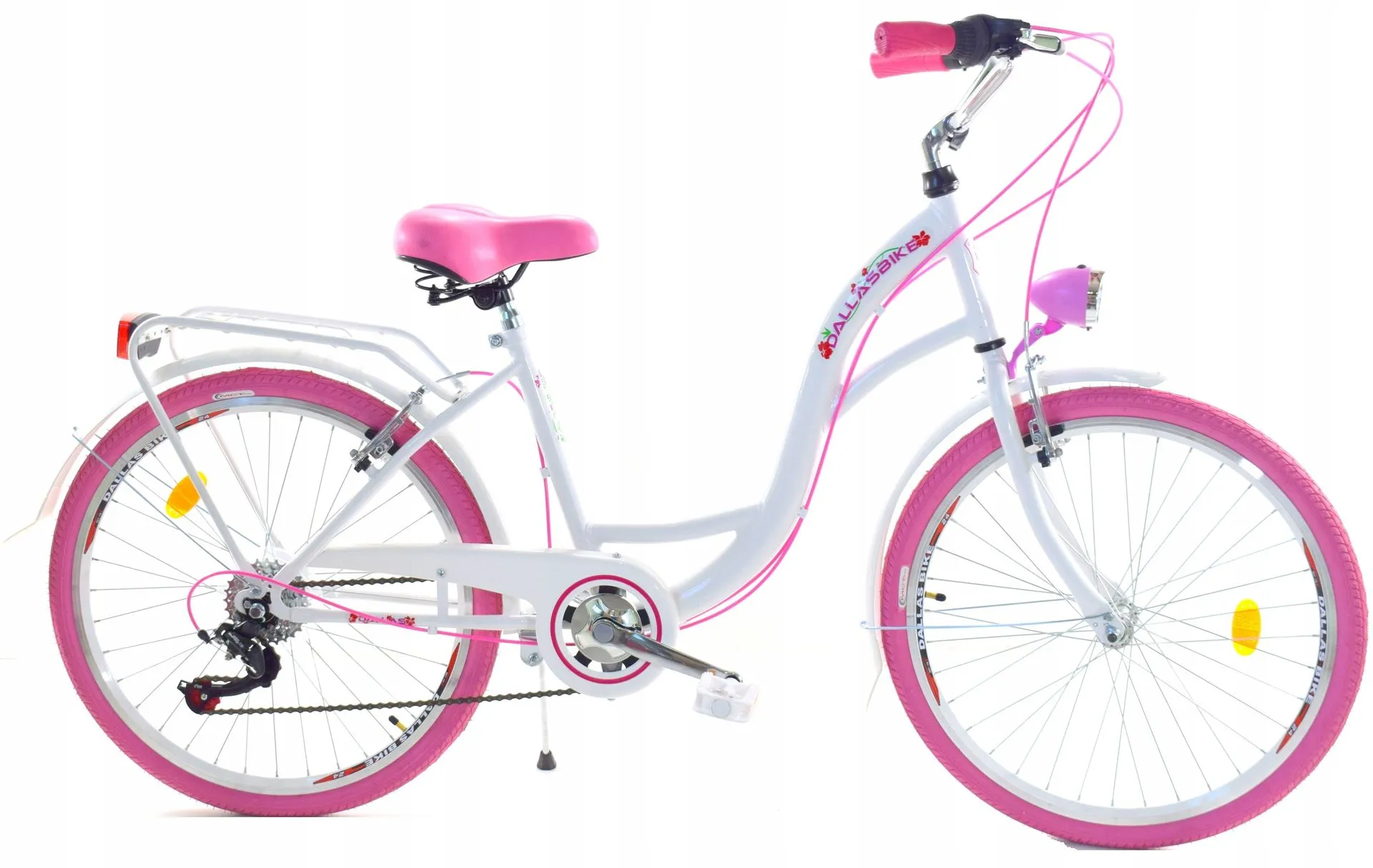 Meisjesfiets - 26 inch - met 7 versnellingen - wit roze