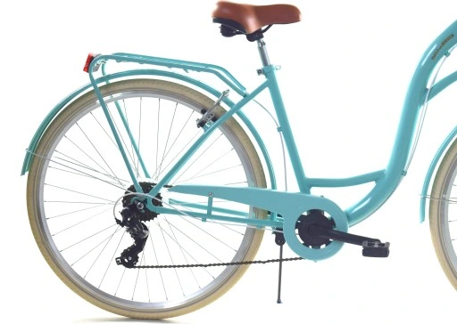 Meisjesfiets - 26 inch - met 7 versnellingen - turquoise crème
