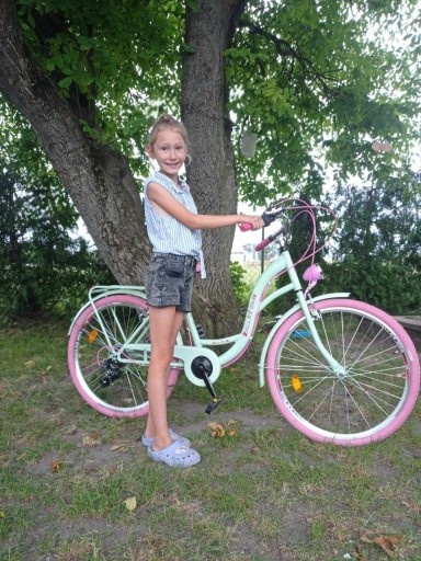 Meisjesfiets - 26 inch - stadsfiets - mintgroen roze