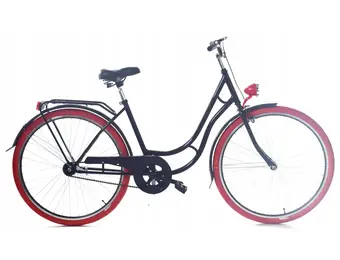 Damesfiets - 28 inch fiets - retro - zwart rood