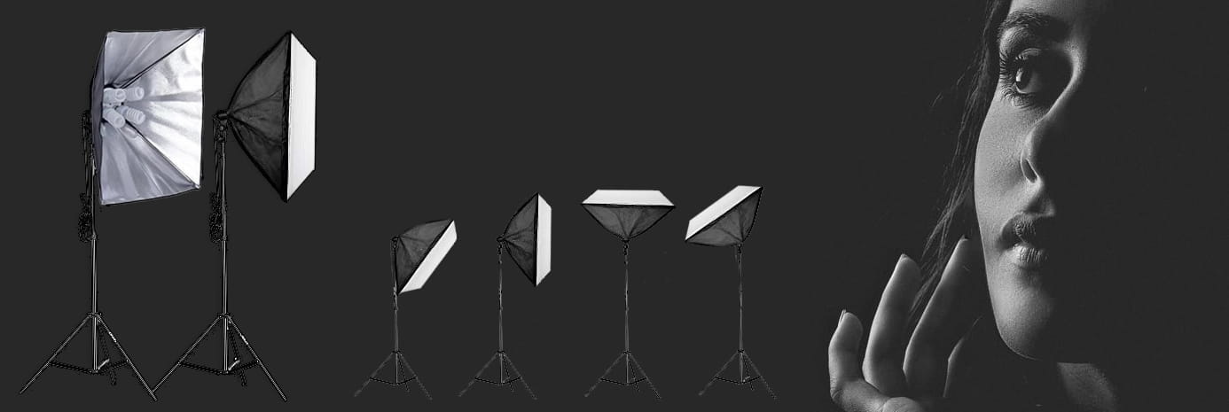 Softbox - 50 x 70 cm - met  verstelbaar statief - 4 lampen