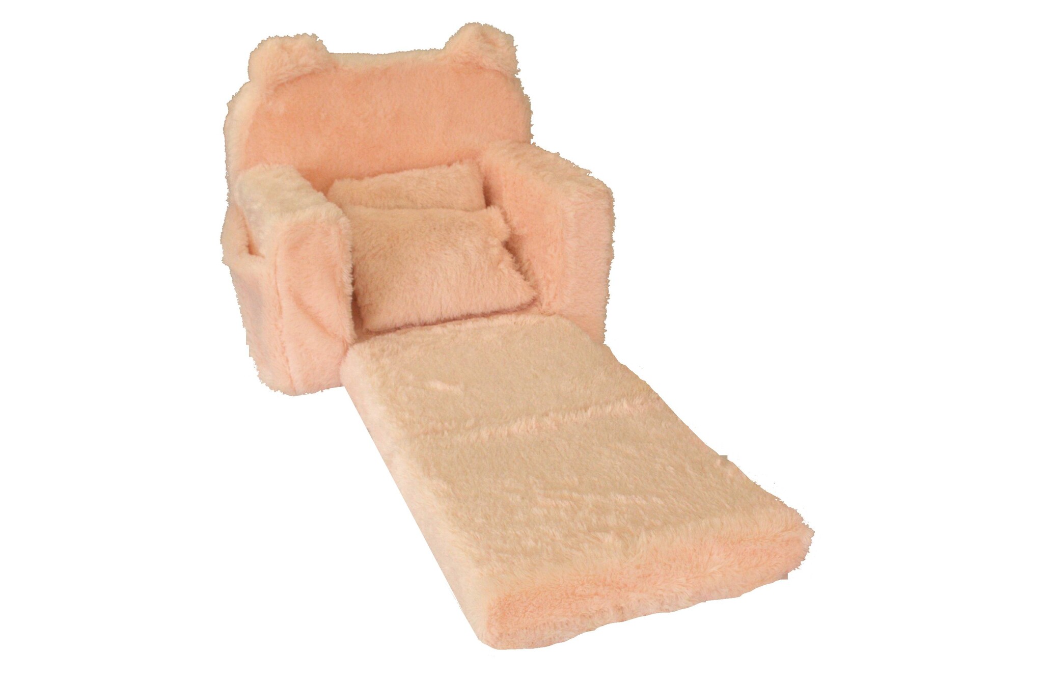 Kinderfauteuil - slaapbankje - pluche - 51x40x41cm - crème